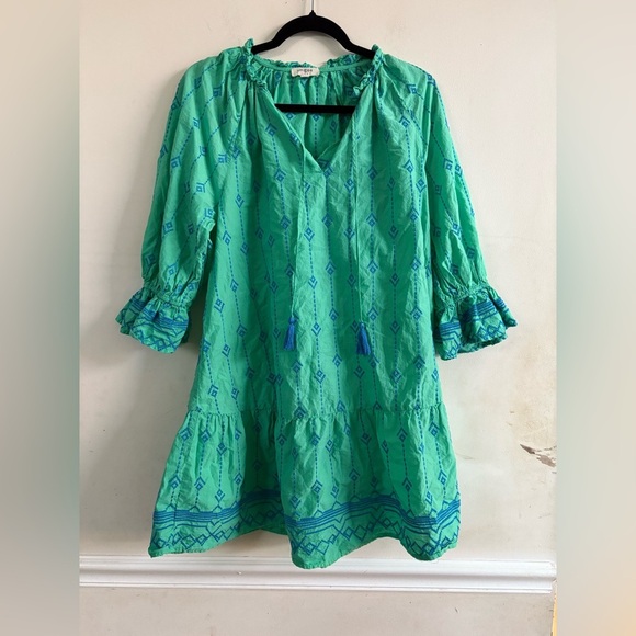 Umgee Full Size Tassel Embroidered Flounce Sleeve Mini Dress  size M boho - Picture 3 of 4